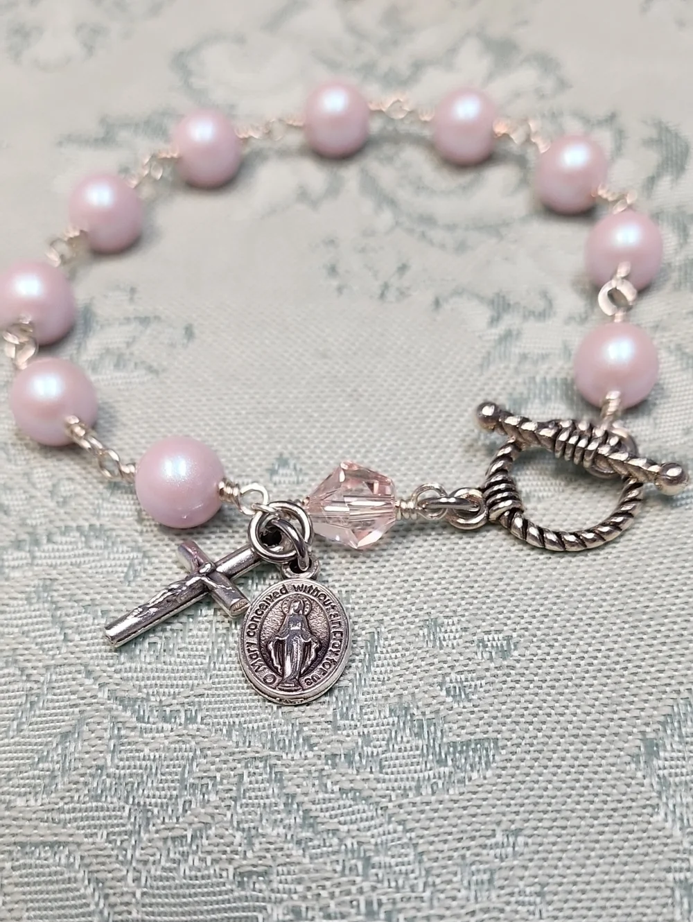 Pink Pearl Rosary Bracelet!